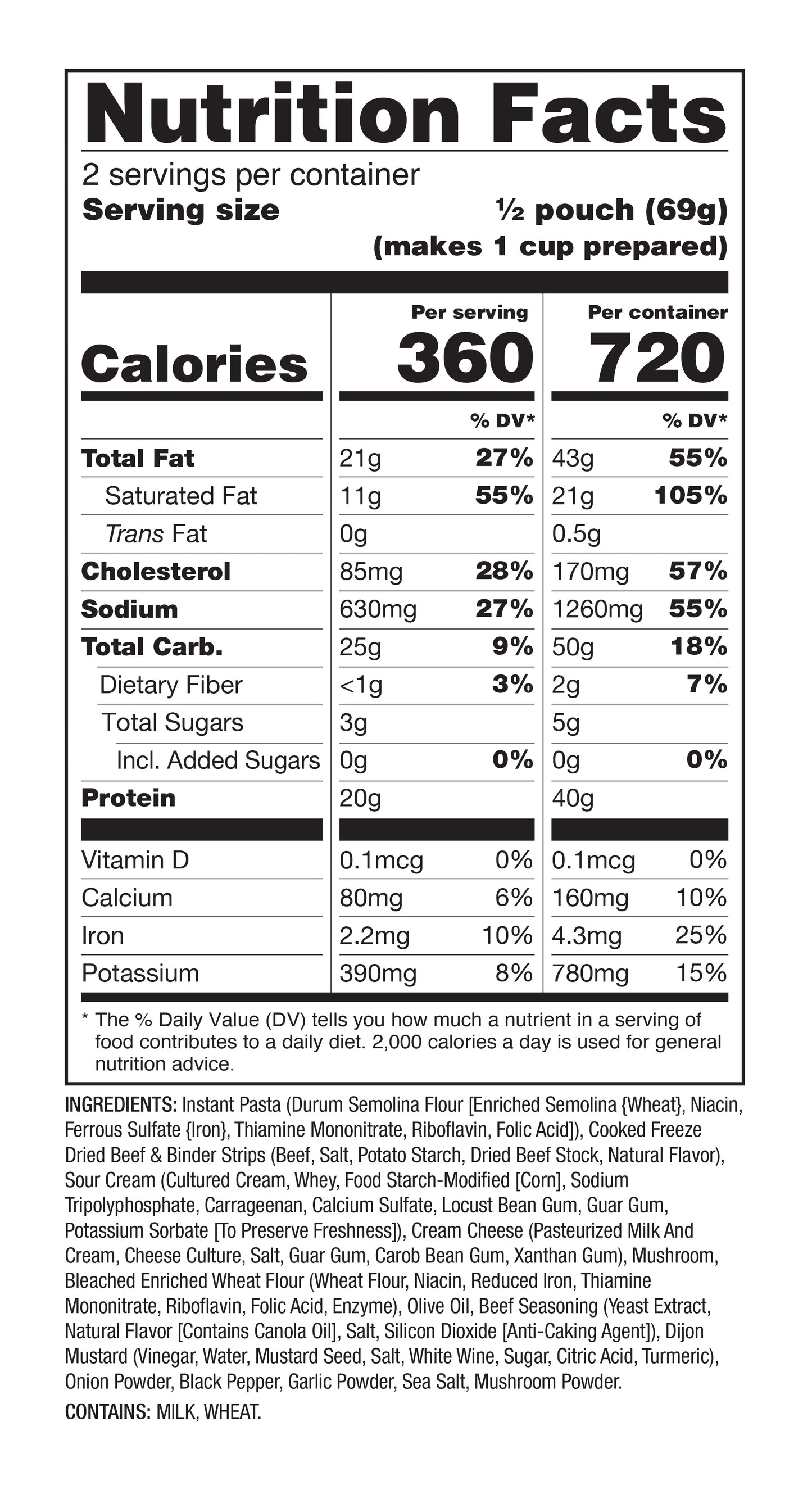 Beef Stroganoff with Mushroom Cream Sauce 6 CT ReadyWise Pro Adventure Meal