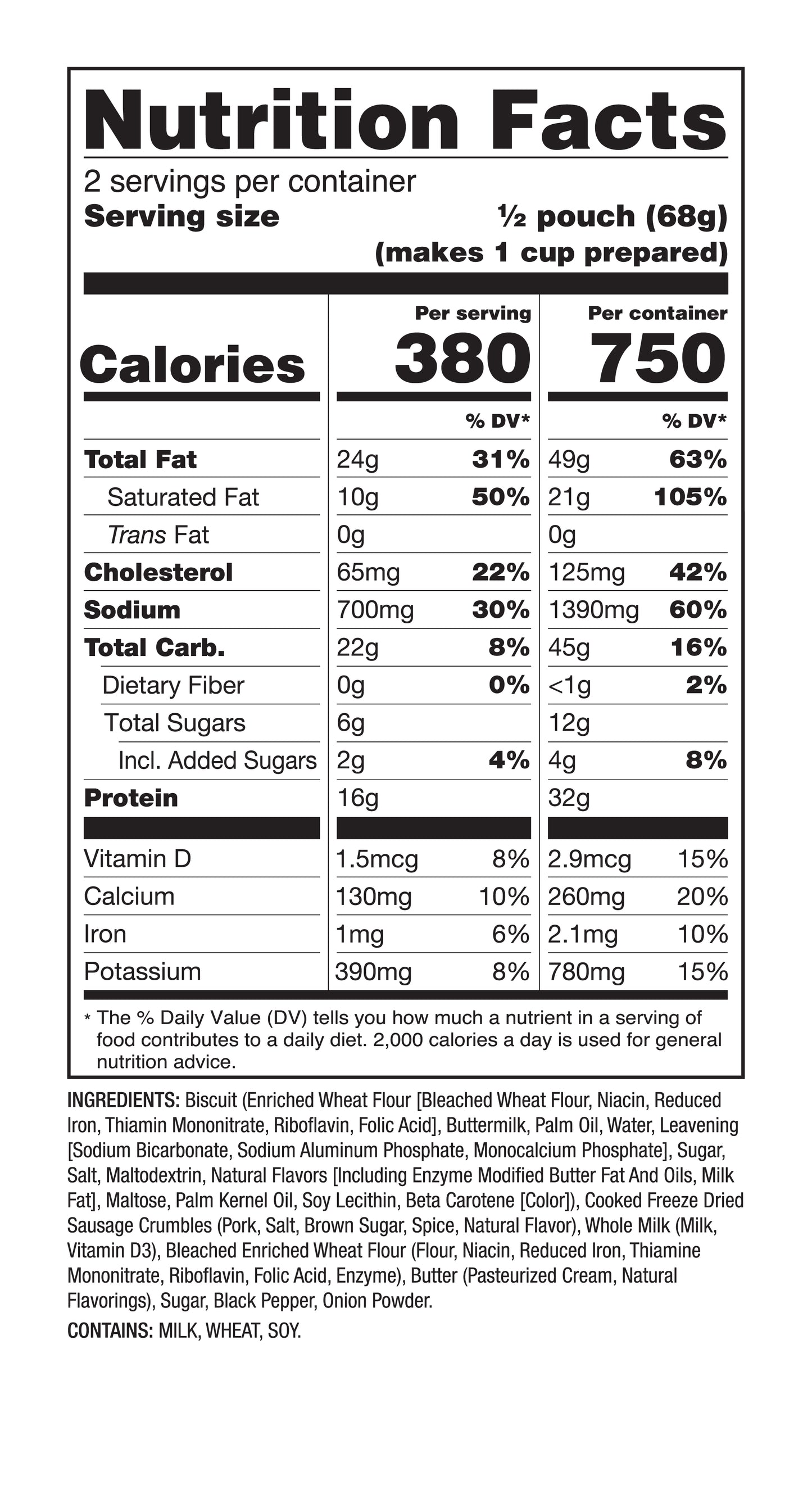 Homestyle Biscuits & Gravy with Sausage 6 CT ReadyWise Pro Adventure Meal