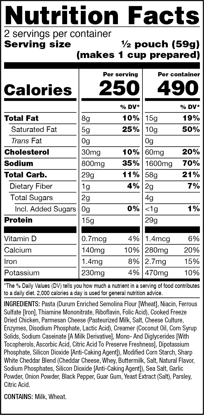CP 6 CT Pasta Alfredo with Chicken