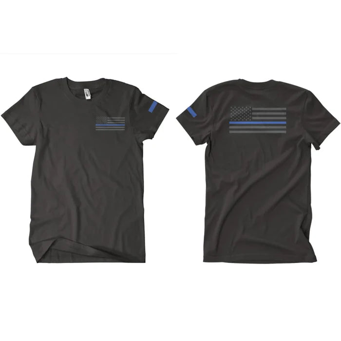 USA Flag Thin Blue Line Two-Sided T-Shirt