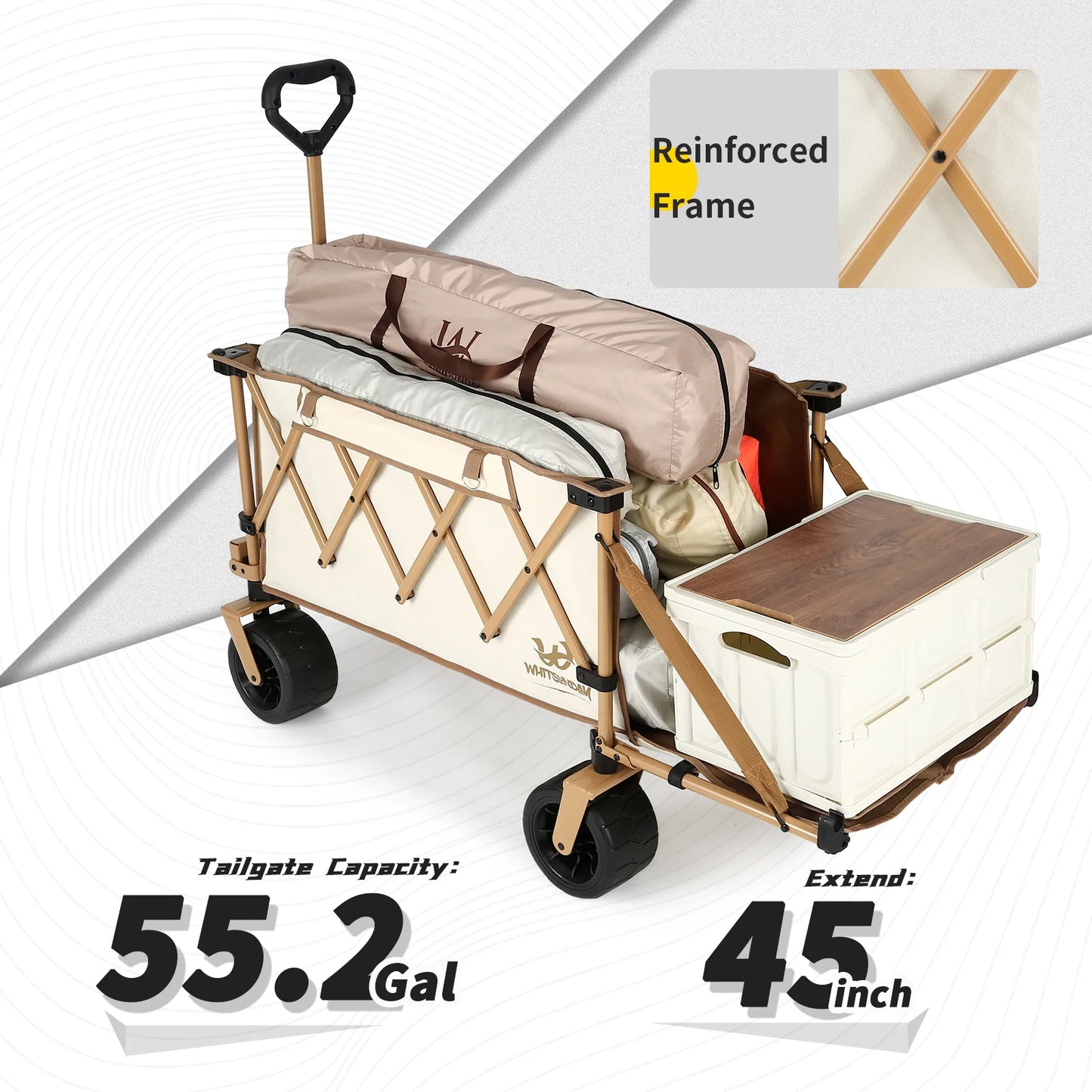 Heavy Duty Collapsible Wagon with removable Table-White