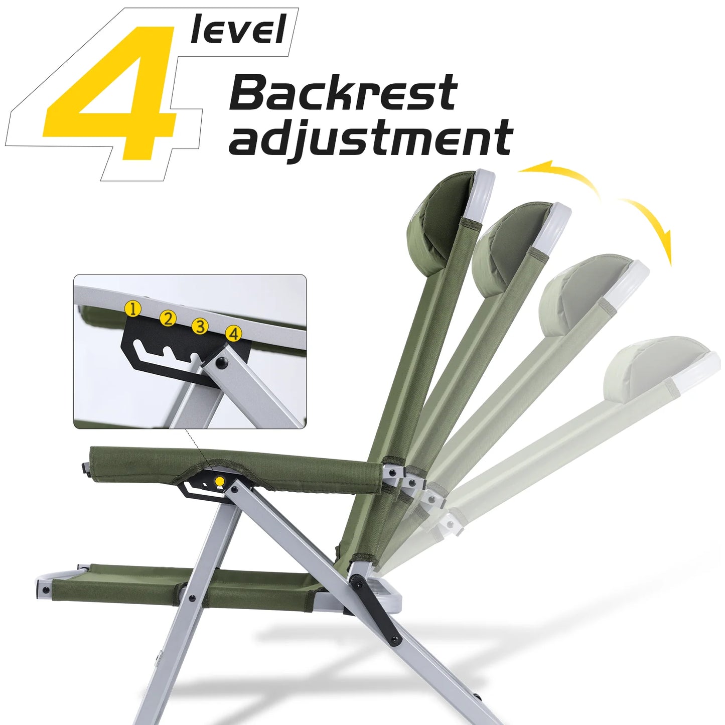 Whitsunday 4-Level Adjustment Camping Chair-Green