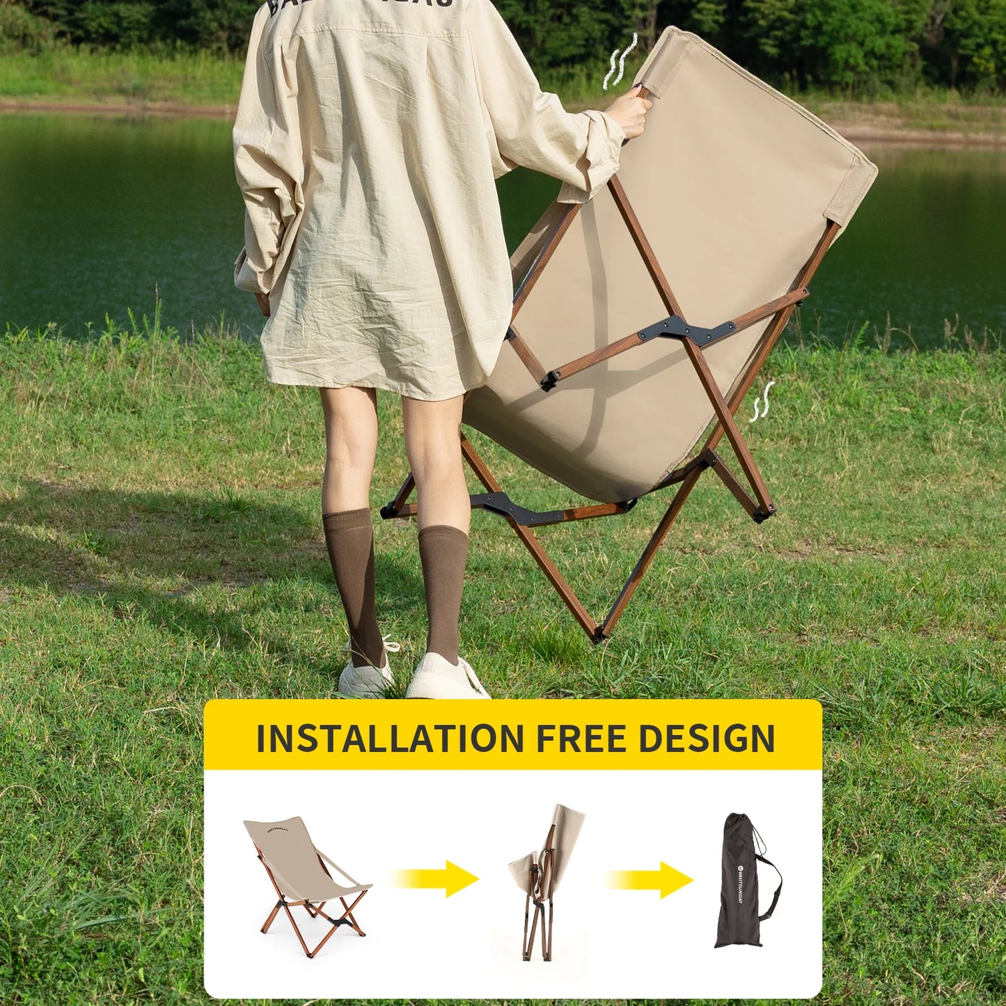 Whitsunday Outdoor Folding Butterfly Chair-Khaki