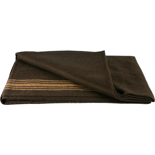 Camel Striped Brown Wool Blanket