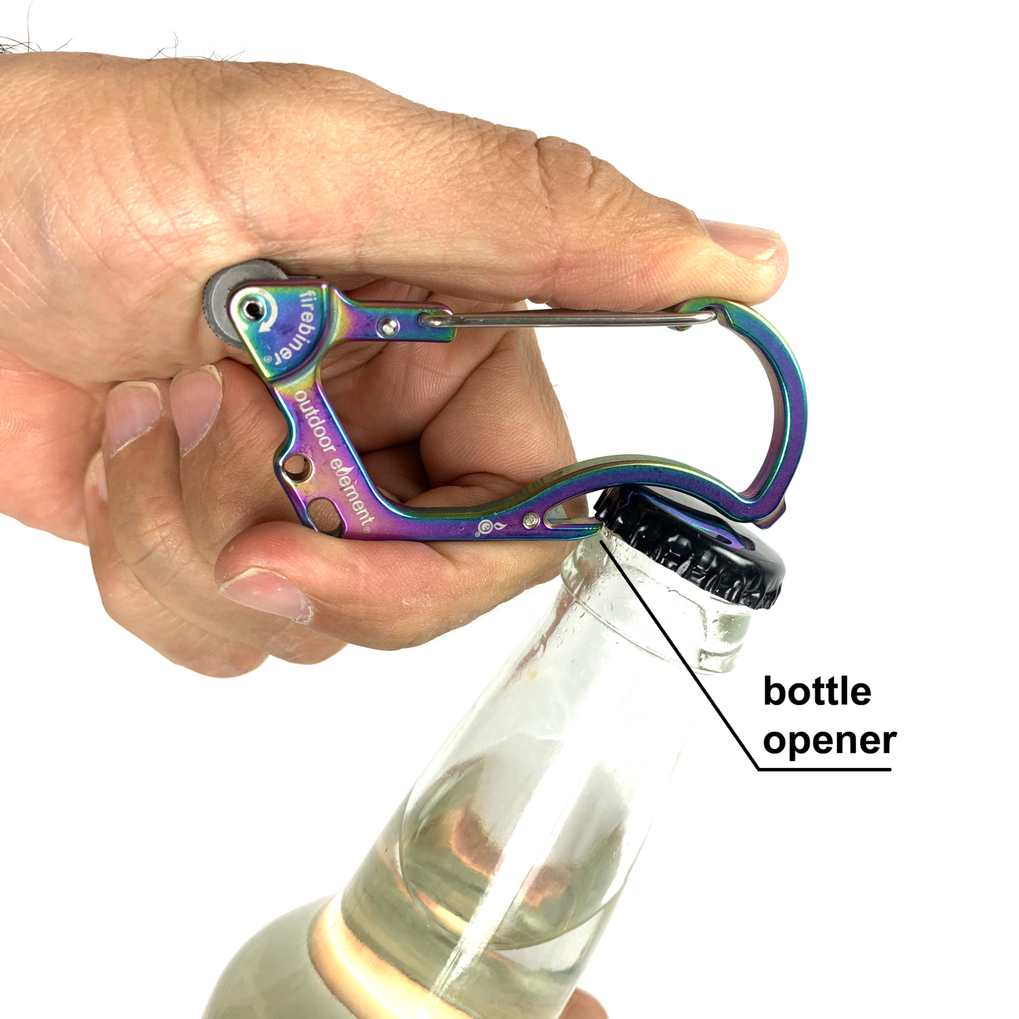 Firebiner Multitool Carabiner fire starter bottle opener