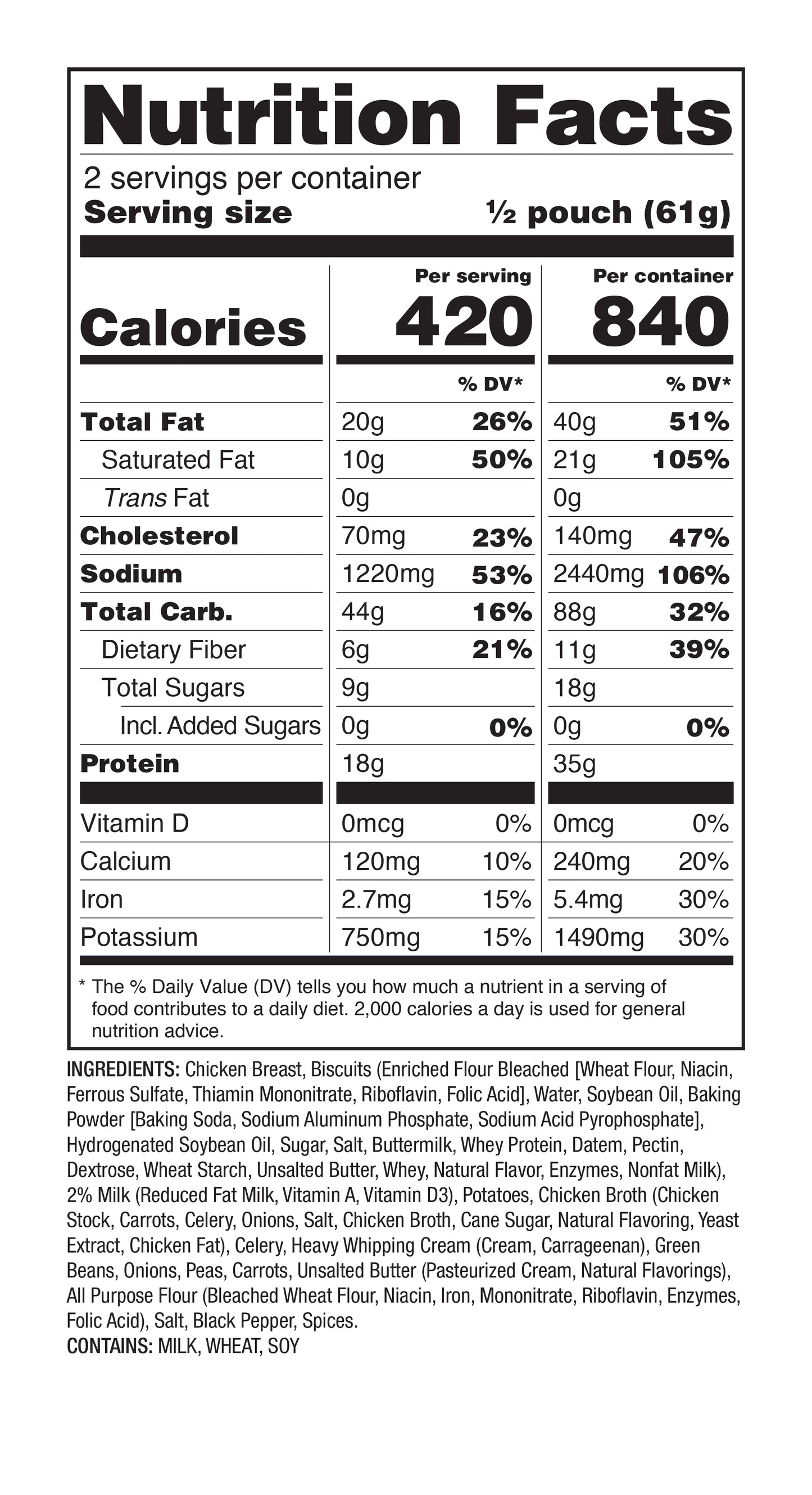 Classic Chicken Pot Pie 6 CT ReadyWise Pro Adventure Meal