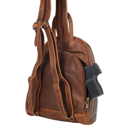 Concealed Carry RFID Daisy Leather Backpack