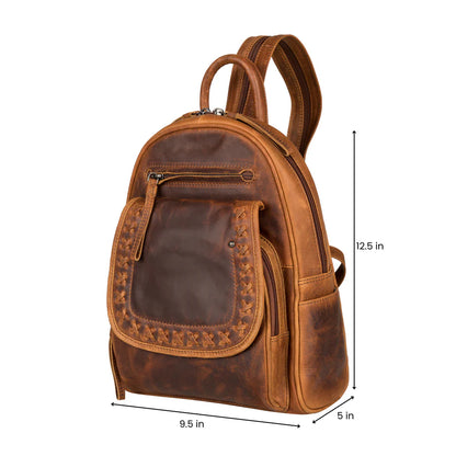 Concealed Carry RFID Daisy Leather Backpack