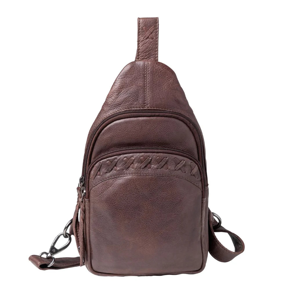 Concealed Carry Unisex Taylor Sling Leather Backpack