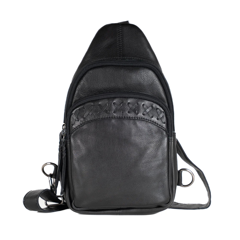 Concealed Carry Unisex Taylor Sling Leather Backpack