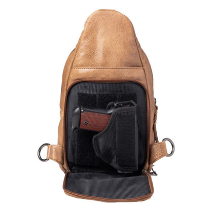 Concealed Carry Unisex Taylor Sling Leather Backpack