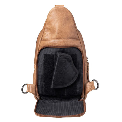 Concealed Carry Unisex Taylor Sling Leather Backpack