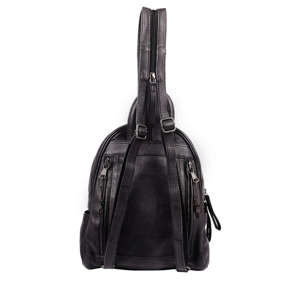 Concealed Carry RFID Daisy Leather Backpack
