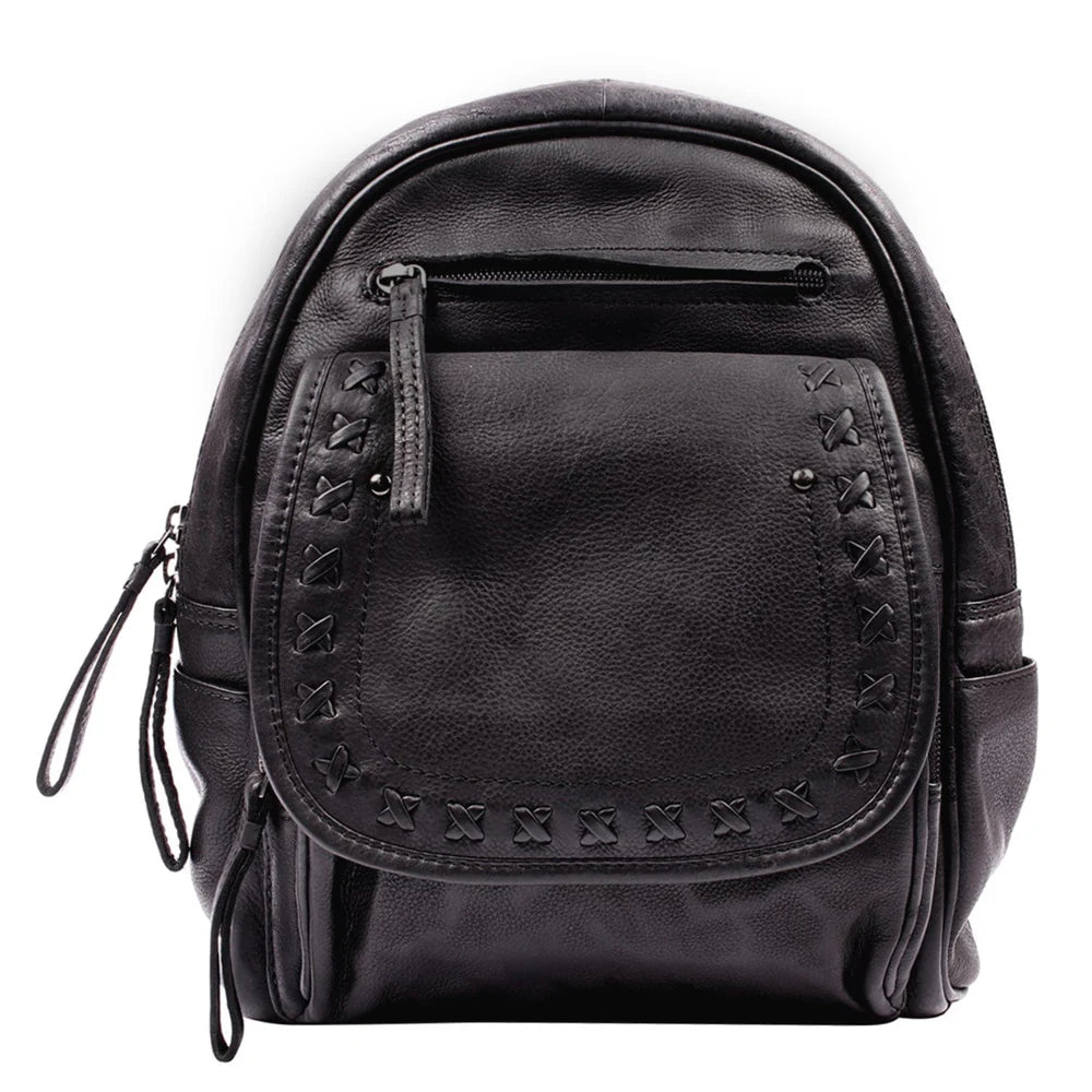 Concealed Carry RFID Daisy Leather Backpack