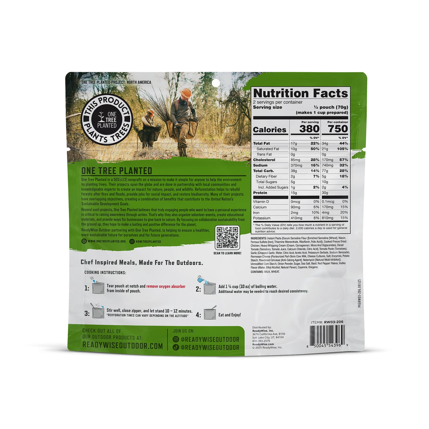 Pasta alla Vodka with Chicken 6 CT ReadyWise Pro Adventure Meal