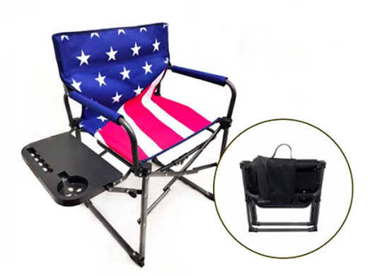 Collapsible Directors Chair w/Table Stars & Strips
