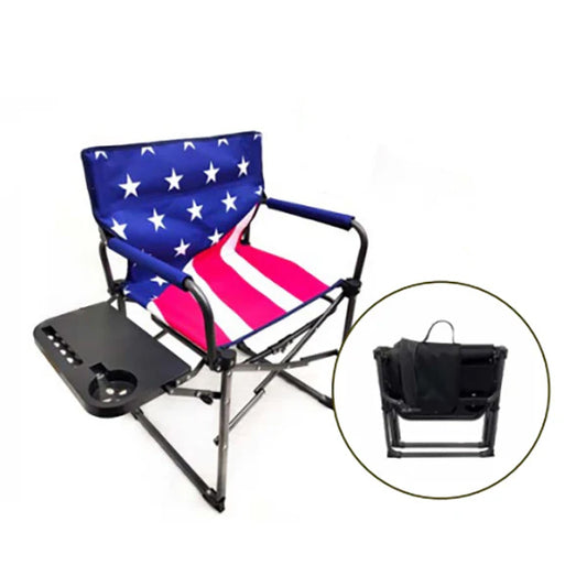 Collapsible Directors Chair w/Table Stars & Strips