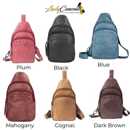 Concealed Carry Unisex Taylor Sling Leather Backpack