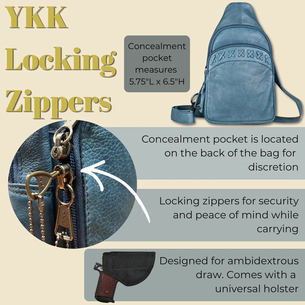 Concealed Carry Unisex Taylor Sling Leather Backpack