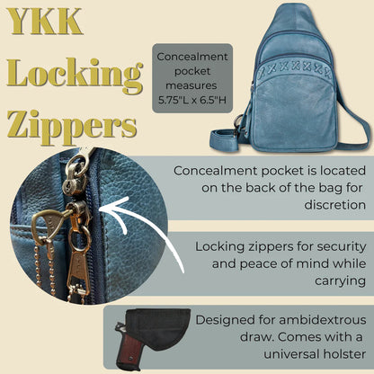 Concealed Carry Unisex Taylor Sling Leather Backpack