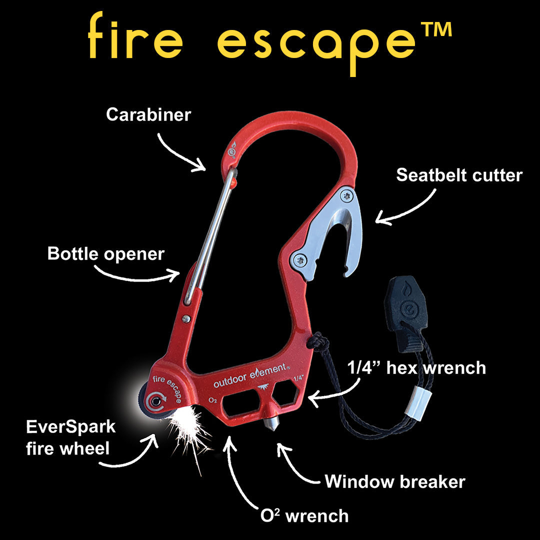 Red Fire Escape Multitool Carabiner features list