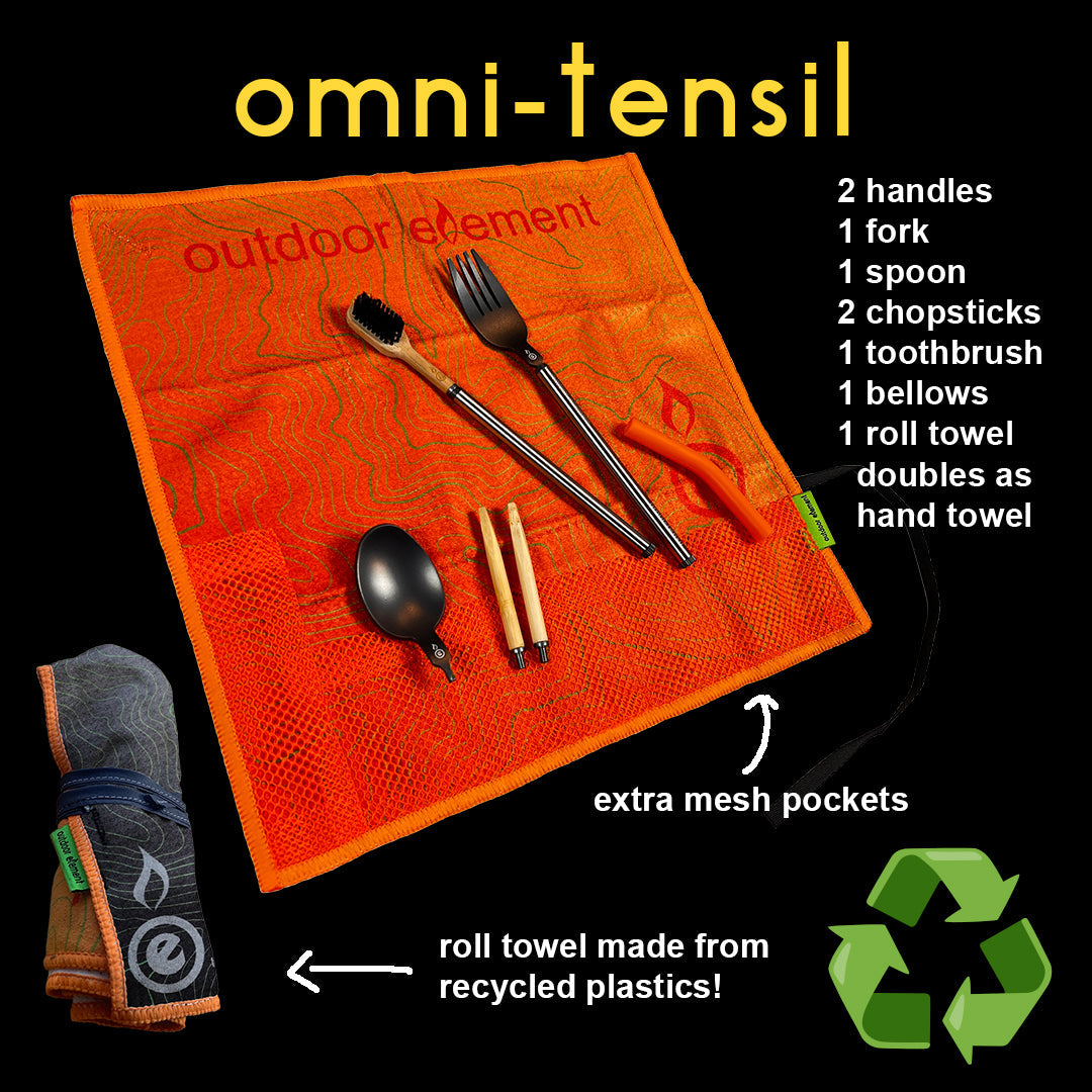 omni-tensil is the all-in-one utensil set you need for eating away from home. Ideal for camping, overlanding, rv'ing and more. 