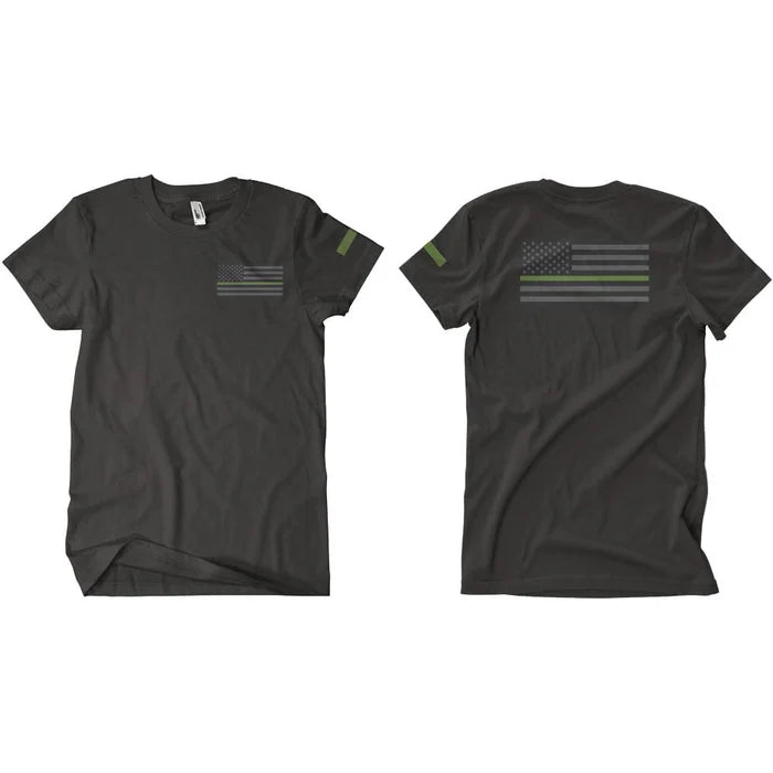 USA Flag Thin Green Line Two-Sided T-Shirt